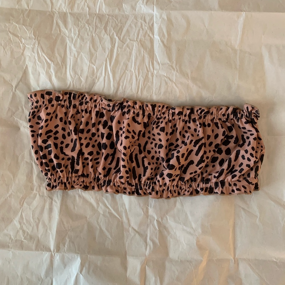 Shein leopard bandeau bikini top